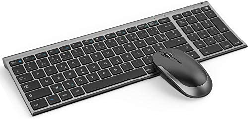 Clavier Souris sans Fil Rechargeable, 2.4G USB Clavier Azerty Français, Ultra-Mince, Full Size avec Pavé Numérique, Souris clic Silencieux, pour PC Ordinateurs, Notebook, Windows 10/8/7, Gris Fiche Technique et Prix au Maroc