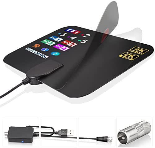 Eightwood Antenne TV Intérieur Puissante Antenne TNT Puissante Antenne TV Auto-adhésive 4K et 1080P Amplificateur de Signal de Diffusion TV Numérique sans Fil Fiche Technique et Prix au Maroc