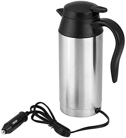 Qiilu Bouilloire électrique en acier inoxydable Bouilloire Avec allume cigare de voiture 12 V, 750 ml bouilloire, 120 W Chauffage Tasse, Chaudron avec arrêt automatique, argent Fiche Technique et Prix au Maroc