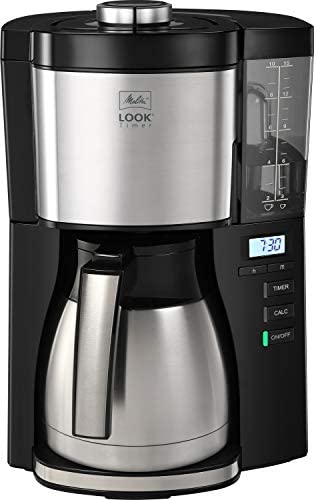 Melitta Look Therm Timer 1025-17 Cafetière filtres 1X4 Fonction arrêt Automatique 10 Tasses Noir/Acier Brossé, 1080 W, 1.25 liters Fiche Technique et Prix au Maroc