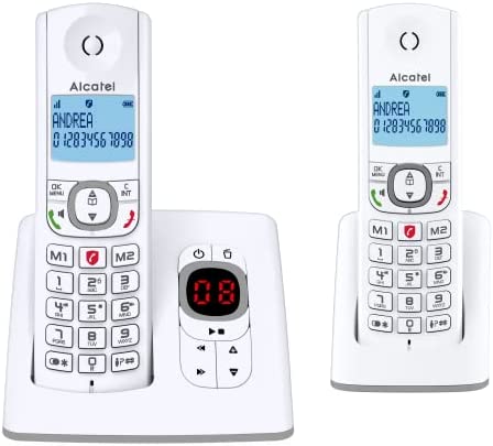 Alcatel F530 Voice Duo - Téléphone sans fil DECT aux coloris contemporains, Répondeur intégré, Mains libres, Ecran rétroéclairé, Sonneries VIP, 10 mélodies d'appel - Blanc/Gris Fiche Technique et Prix au Maroc