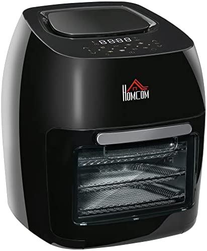 HOMCOM Friteuse à air 1800W 11L - friteuse sans huile mini four multifonction déshydrateur 8 programmes - nombreux accessoires - température réglable - affichage numerique LED - timer 60 min. - noir Fiche Technique et Prix au Maroc
