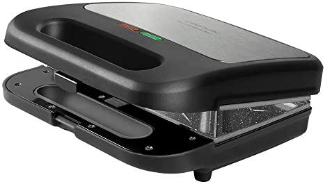Cecotec Appareil à sandwichs Rock'nToast 3in1. 800 W, 2 sandwiches, finition en acier inoxydable, 3 plaques interchangeables avec revêtement Rockstone Fiche Technique et Prix au Maroc