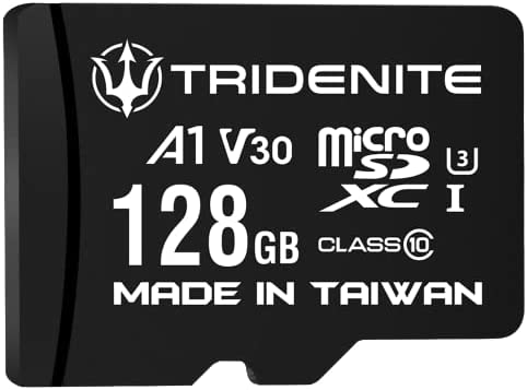TRIDENITE Carte Micro SD 128 Go - Mémoire MicroSDXC pour Nintendo Switch, GoPro, Drone, Smartphone, Tablette, 4K Ultra HD, A1 UHS-I U3 V30 C10, jusqu'à 95 Mo/s de Lecture, avec Adaptateur SD Fiche Technique et Prix au Maroc