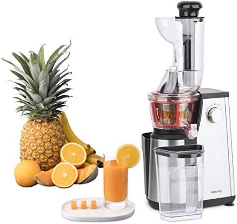 Extracteur de Jus de Fruits et Légumes vertical GSX24 H.Koenig Centrifugeuse Vitamin + sans BPA - 82 mm Large Bouche - 3 tamis pour jus fin ou épais et sorbet - Pression douce - 50 tours 400 W Fiche Technique et Prix au Maroc