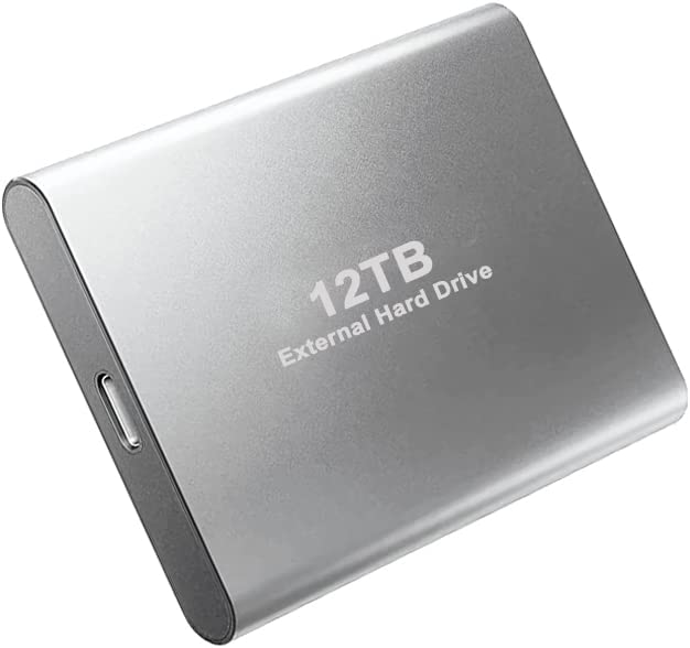 Disque dur externe de 12 To Type-C USB 3.1 pour ordinateur de bureau, ordinateur portable, Mac (12 To, argent) Fiche Technique et Prix au Maroc