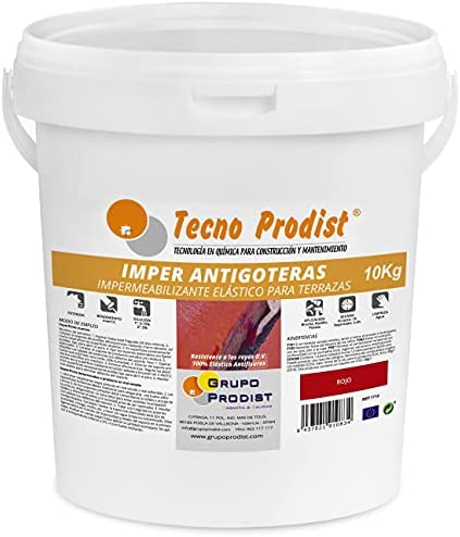 Imper Antigoutte de Tecno Prodist – 10 kg Rouge Peinture imperméabilisante élastique pour terrasses (rouleau ou pinceau) Fiche Technique et Prix au Maroc