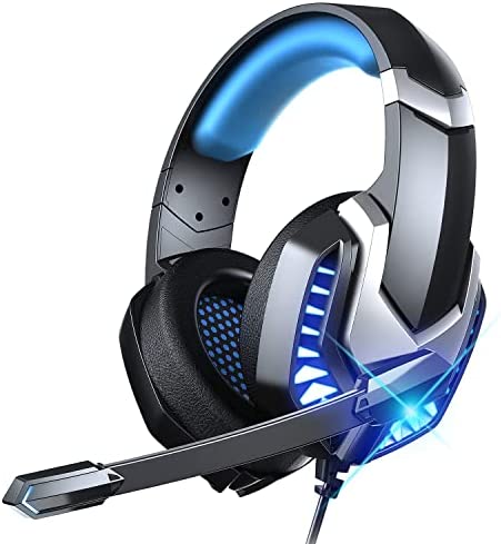 Wasart Casque Gaming, Casque Gamer avec Micro Anti Bruit LED Lampe Audio Stéréo Basse avec Micro 3.5mm Jack, Casque Filaire Gaming pour Switch Xbox One PS4 PS5 PC Laptop Tablette Smartephone (Bleu) Fiche Technique et Prix au Maroc