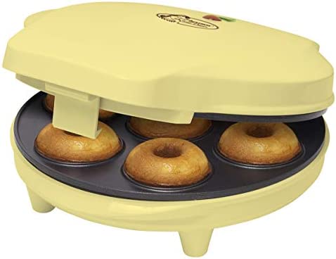Bestron Appareil à Donuts au Design Rétro, Sweet Dreams, Revêtement Anti-Adhésif, 700 Watts, Couleur: Jaune Fiche Technique et Prix au Maroc