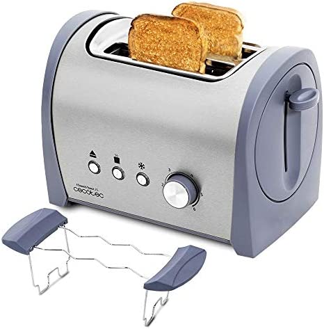 Cecotec Grille-pain en Acier Steel&Toast 2 S. 6 Niveaux de Puissance, Pour 2 Toasts , 3 Fonctions: Faire griller, Réchauffer, Décongeler, Support pour Petit pain , Plateau Ramasse-miettes, 800 W. Fiche Technique et Prix au Maroc