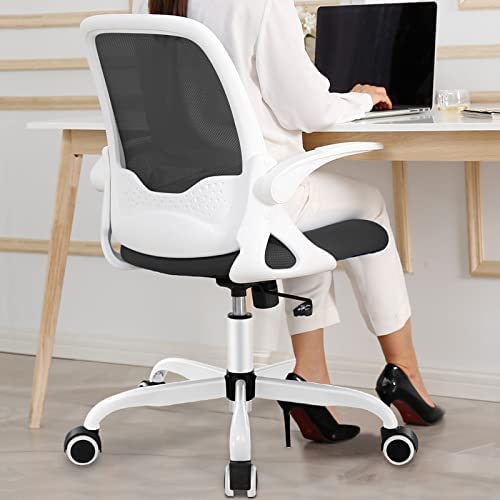 KERDOM Chaise de Bureau Ergonomique, Fauteuil avec Accoudoirs Pliants, Chaise d'ordinateur Réticulée, Chaise de Travail, Chaise Portative, Chaise Pivotante 360°, Hauteur Réglable Fiche Technique et Prix au Maroc