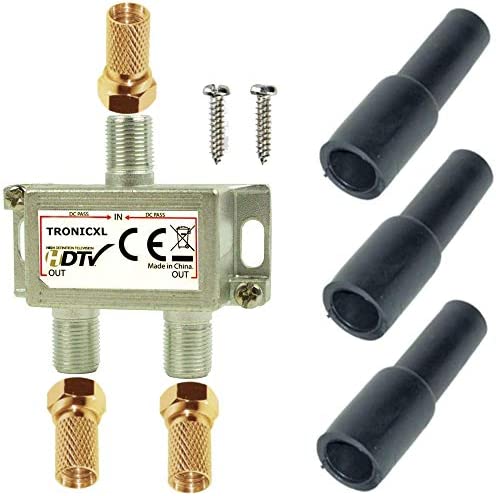 TronicXL 2 Way Splitter e Signal Satellite Répartiteur Kit plaqués TV d'antennes HF VHF entièrement blindé 2 Voies 5-2400 MHz fréquence Distributeur Séparateur DVB Radio FM terreste TNT Coupleur Fiche Technique et Prix au Maroc