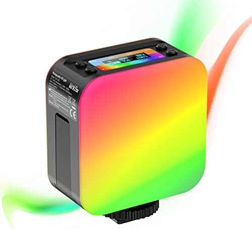 Lumière RGB Caméra, NinkBox LED Vidéo 2500K-9000K, Mini Lampe Vidéo Photo Batterie Intégrée Rechargeable Dimmable CRI 95+, Eclairage Stream Portable pour Photographie et Vlog, Accessoires Magnétiques Fiche Technique et Prix au Maroc