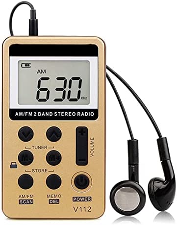 Kit de radios de Casque, 10pcs V112 FM am 2 Band Radio Mini récepteur Portable Tuning numérique Récepteur Radio avec Batterie Rechargeable et écouteurs (Color : Gold, Size : U) Fiche Technique et Prix au Maroc
