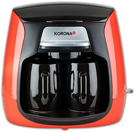 Korona 12208 Cafetière compacte 12208 Rouge/noir + filtre permanent | 2 tasses Mini en céramique | Mini machine à café Rouge Fiche Technique et Prix au Maroc