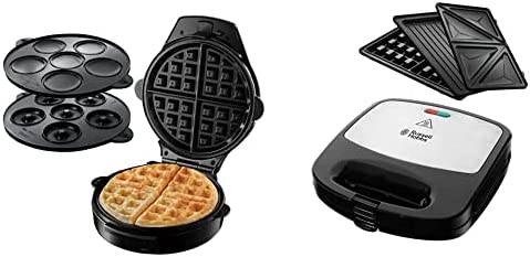 Russell Hobbs Gaufrier 3en1 900W, Plaque Gaufre, Cupcake et Donut - 24620-56 Fiesta & Appareil à Sandwich 750W 3en1, Gaufrier, Grill, Plaques Amovibles Anti Adhésives - 24540-56 Fiesta Fiche Technique et Prix au Maroc