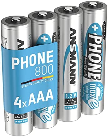 ANSMANN Piles AAA 800 mAh NiMH 1,2 V rechargeables (lot de 4) – Piles rechargeables pour téléphone fixe sans fil, babyphone, talkie-walkie, etc. – Accumulateurs AAA à faible autodécharge Fiche Technique et Prix au Maroc