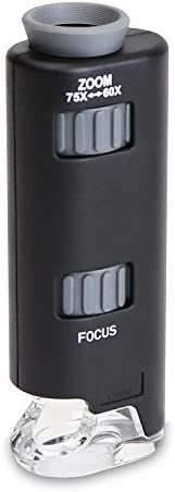 Carson MicroMax LED microscope de poche ultra léger avec fonction éclairage par LED, grossissement de 60-75x (MM-200) Fiche Technique et Prix au Maroc
