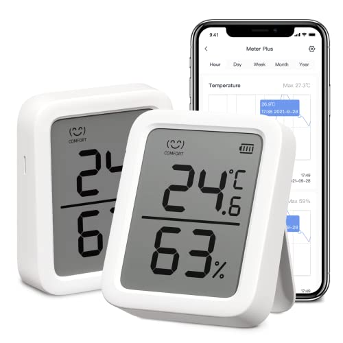 SwitchBot Thermomètre Hygromètre Intérieur 2 Pièces, Thermomètre Numérique Intelligent avec Puce Suisse, Thermo-hygromètre pour Maison Chambre Frigo Bureau Cave à Vin, 68 Jours Stockage Données Fiche Technique et Prix au Maroc