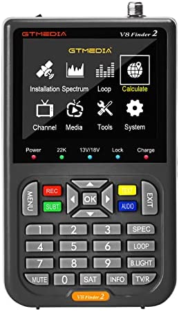 GT MEDIA V8 Finder2 Pointeurs Satellites Sat Finder Meter Localisateur Signal Satellite Numérique pour DVB-S2X/S2/S Le réglage de la Parabole Satellite, 3.5" LCD HD H.264 7,4 V/4000 mAh Fiche Technique et Prix au Maroc