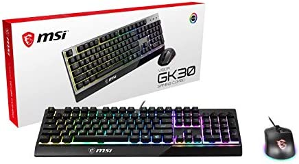 MSI Vigor GK30 FR Combo - Pack Clavier VIGOR GK30 AZERTY et Souris Clutch GM11, Clavier Gaming Pleine Taille, Souris Gaming Filaire, RGB Mystic Light Fiche Technique et Prix au Maroc