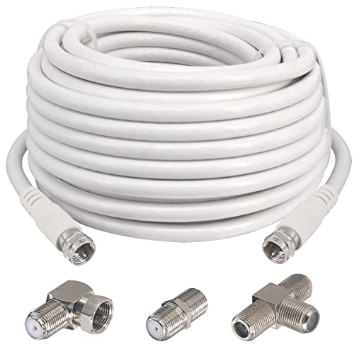 BOOBRIE Kit d'extension Sky 10M Câble coaxial TV Blanc F mâle vers mâle RG6 + 3 connecteurs F femelle vers femelle F mâle vers femelle femelle à angle droit 3 voies adaptateur F femelle Fiche Technique et Prix au Maroc