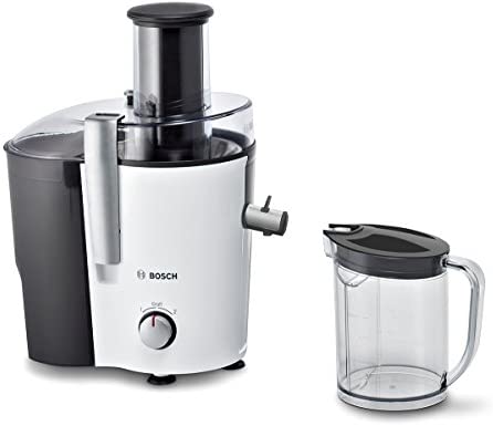Bosch Extracteur de jus VitaJuice 2 MES25A0, presse-agrumes électrique pour fruits et légumes, grand arbre de remplissage, va au lave-vaisselle, 700 W, blanc / anthracite Fiche Technique et Prix au Maroc
