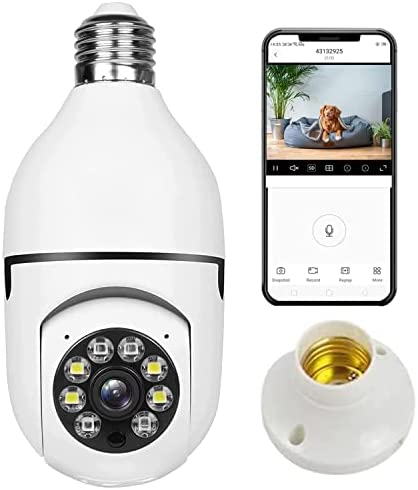 Caméra de Surveillance à Ampoule WiFi, Surveillance à dôme 360 Degrés Pour l'intérieur et l'Extérieur, Caméra à Base de Lampe Vision Nocturne HD, Caméra de Surveillance Domestique Intelligente 1080P Fiche Technique et Prix au Maroc
