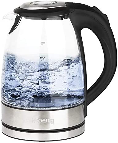 H.Koenig Bouilloire électrique sans fil BO28 compacte pratique Verre gradué avec Niveau d'Eau Visible, Ebullition Chauffage Rapide, Lavable (1,7 litres) Fiche Technique et Prix au Maroc
