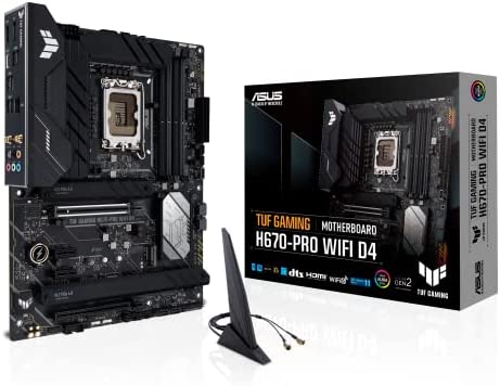 ASUS TUF GAMING H670-PRO WIFI D4 – Carte mère gaming Intel H670 LGA 1700 ATX (PCIe 5.0, 4 x PCIe 4.0, M.2, 14+1 DrMOS, Intel 2.5Gb Ethernet, DisplayPort, HDMI, USB 3.2 Gen 1 Type-C, Aura Sync RGB) Fiche Technique et Prix au Maroc