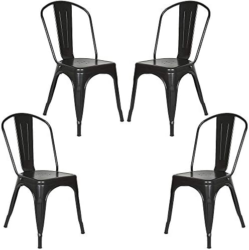 RELOVE Lot de 4 Chaises de Salle à Manger Empilables en Métal Style Industriel Vintage, Convient pour Une Utilisation Intérieure et Extérieure, Chaise de Jardin,85 * 45 * 45cm Fiche Technique et Prix au Maroc