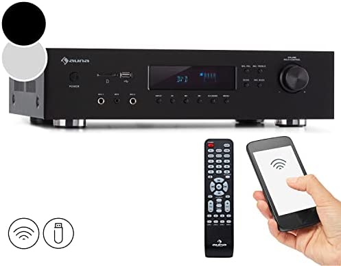 AUNA AMP-H260 5.1 - Récepteur Amplificateur Égaliseur, 2 x 100 W + 3 x 20 W RMS, Fonction Bluetooth, Port USB, Lecteur SD, Opt. & coaxial. Digital-in, 2 x HDMI-in / 1 x HDMI-Out - Noir Fiche Technique et Prix au Maroc