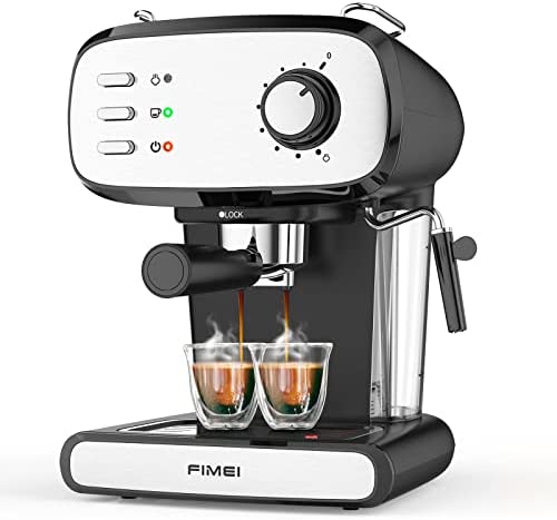 FIMEI Machine à Café, Cafetière, Machine Expresso avec Mousseur à Lait et Pompe de 20 Bars,2 Thermostats Indépendants Fiche Technique et Prix au Maroc