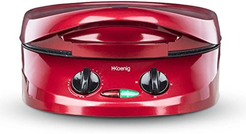 H.Koenig TRT180 Appareil à Tarte Express Multicuiseur Quiche Tartelette Pizza, Tart Maker sur Table, 2 plaques Plancha Grill Four, Thermostat Réglable 210°C, Ouverture 105-180°, 9 Moules à tarte Fiche Technique et Prix au Maroc