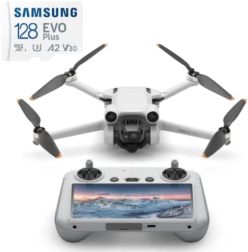 DJI Drone Mini 3 Pro + Samsung EVO Plus Carte Micro SD 128 Go - Drone DJI avec caméra 3 K - Drone DJI avec éviter les obstacles dans 4 directions (Smart Control + Carte SD 128 GB) Fiche Technique et Prix au Maroc