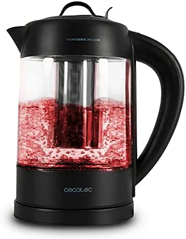 Cecotec Bouilloire Électrique ThermoSense 390 Clear. 1.7 L, Verre Borosilicate, Sans BPA, Base 360º, Filtre Anticalcaire, Sélecteur de Température, Triple Système de Sécurité, 2200 W. Fiche Technique et Prix au Maroc