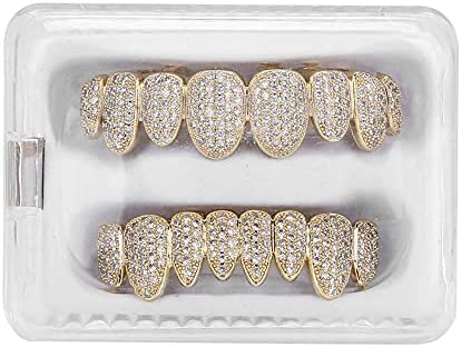 Grillz Zähne, Grillz Zahnspange Grillz Zähne Hip Hop Teeth Grill Set Microset Diamond Braces Umweltfreundliche Messing Galvanik Grill Praktisch zu verwenden, perfekt für Halloween oder andere Anlässe Fiche Technique et Prix au Maroc