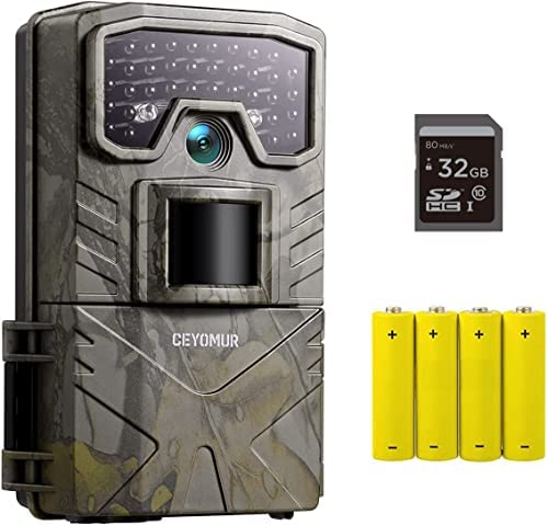 Caméra de Chasse, CEYOMUR 20MP 1080P Camera de Chasse avec Carte 32G et 4 Piles Étanche Activée par Le Mouvement Traque IR Caméra de Jeu Nocturne Infrarouge pour la Surveillance de la Faune Fiche Technique et Prix au Maroc