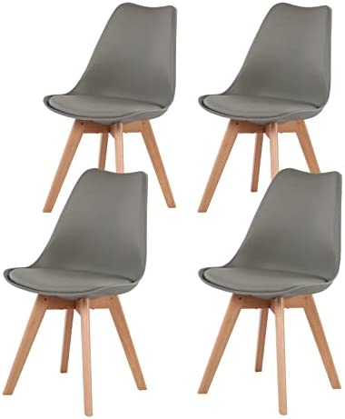 H.J WeDoo Lot de 4 Chaises de Salle à Manger Scandinaves, Chaises Rétro Bois de hêtre Massif- Gris Fiche Technique et Prix au Maroc