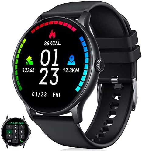 Smartwatch Femme Homme Montre Connectée: 1,28" Bracelet Sport Appel Bluetooth Ronde Montre Intelligente IP67 Etanche Fitness Tracker Cardiofréquencemètre Calories Sommeil Moniteur pour iOS Android Fiche Technique et Prix au Maroc