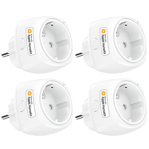 Prise Connectée Mini (Type F), Lot de 4 Prise WiFi Compatible avec HomeKit, Siri, Apple Watch, Alexa, Google Home et SmartThings, 10A Prise Intelligente avec Commande Vocale et Contrôle à Distance Fiche Technique et Prix au Maroc