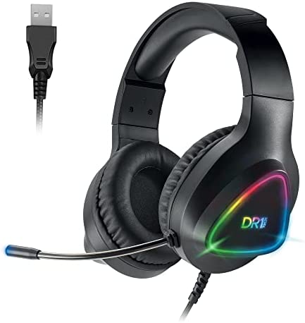 DR1TECH GrayEagle Casque Professionnel Gamer LED RGB Pour PC Avec Câble USB Et Micro | 7.1 Surround Sound NEW GEN | Over Ear Headphones Driver 50mm [IMMERSION TOTALE] Fiche Technique et Prix au Maroc