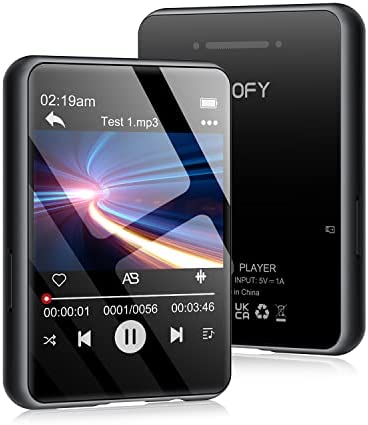 Lecteur MP3 32 Go avec Bluetooth 5.0, Lecteur MP3 et MP4 à écran Tactile 2,4 '' avec Radio FM, enregistreur, Haut-Parleur intégré pour Marcher et Courir, Prend en Charge jusqu'à 128 Go de Carte TF Fiche Technique et Prix au Maroc
