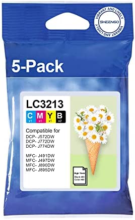 LC3213 LC3211 Cartouches d'encre Remplacement pour Brother LC-3213 LC-3211 pour DCP-J572DW DCP-J772DW DCP-J774DW MFC-J497DW MFC-J491DW MFC-J890DW (Noir Cyan Magenta Jaune, 5-Pack) Fiche Technique et Prix au Maroc