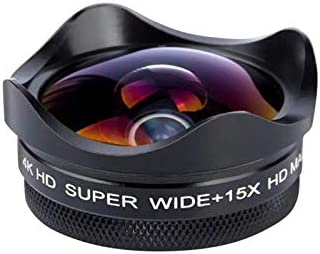 SHUIYUE Objectif de caméra pour Smartphone 4K 0.45X Objectif de téléphone Macro Grand Angle 15X avec Clip Universel Compatible avec Les Smartphones Fiche Technique et Prix au Maroc