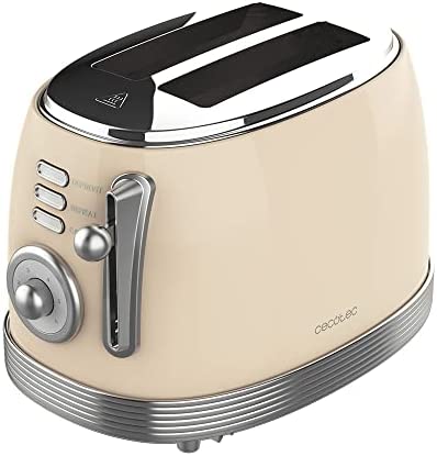 Cecotec Toast & Taste 800 Vintage Light Beige. 850 W, double fente courte extra large de 3,8 cm, 2 toasts, finitions en acier inoxydable, style vintage, 3 fonctions, beige Fiche Technique et Prix au Maroc