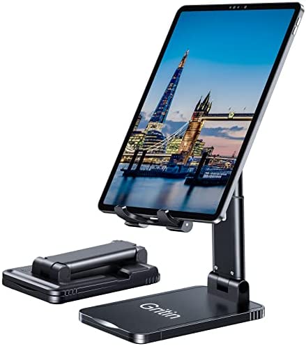 Gritin Support Téléphone, Support Tablette, Support Téléphone Bureau Portable Réglable Support Dock Pliable Support de Table pour iPhone 14/13/12/11/XR, iPad, Galaxy S20/S10, Huawei etc. Fiche Technique et Prix au Maroc