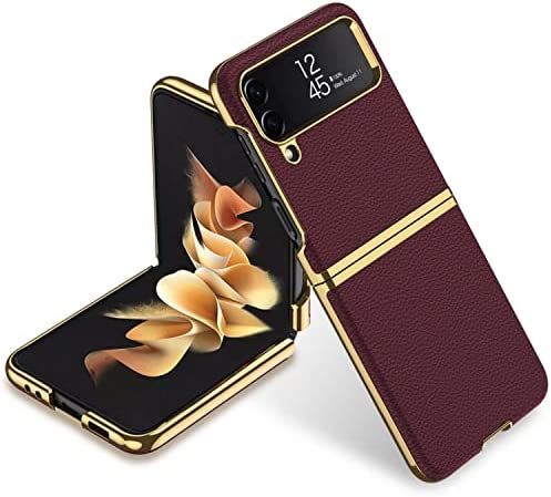 Coque Galaxy Z Flip 4,Étui de téléphone Portable incurvée en Cuir uni galvanisé,Housse de téléphone Pliable pour Samsung Galaxy Z Flip 4 5G-Rouge Fiche Technique et Prix au Maroc