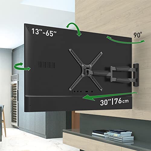 Barkan Longueur 76cm Support TV Mural pour écrans 13 - 65 Pouces, Inclinable et orientable, Mouvement Complet, Poids max. 36Kg, extra extensible, pour LED OLED LCD, Max. VESA 400x400 Fiche Technique et Prix au Maroc