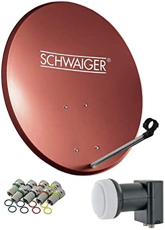 SCHWAIGER -494- Installation Satellite | Antenne parabolique | 55 cm | Antenne parabolique en Acier | Twin LNB | Digital | 2 participants | 8 fiches F | 7 mm | 55 x 62 cm | Rouge Brique Fiche Technique et Prix au Maroc